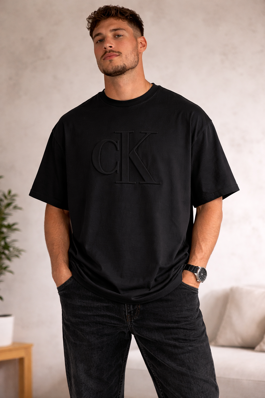NEW Men’s Calvin Klein Black Logo Tee – XXL