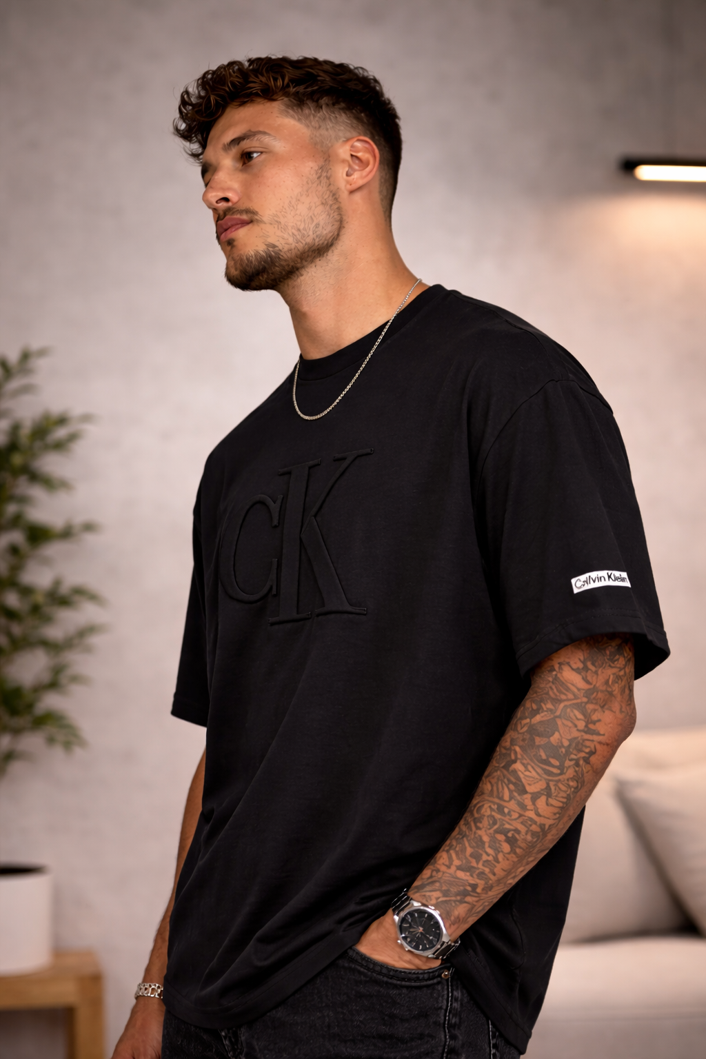 NEW Men’s Calvin Klein Black Logo Tee – XXL